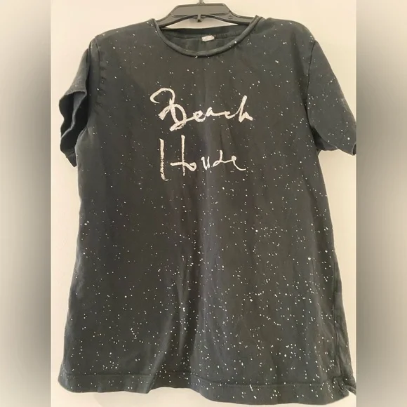 Beach House Black Graphic T-Shirt with White Speckles - Picture 2 of 3